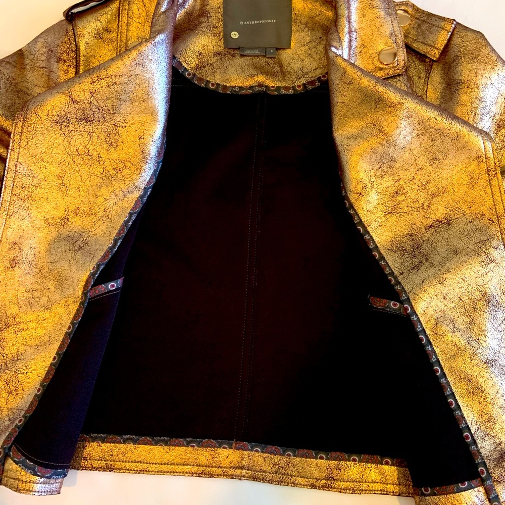 Anthropologie Woman’s Rose Gold Moto Jacket Open Front Size Small - Picture 9 of 12